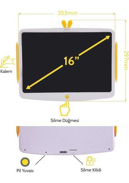 Luxury Wicue 16” LCD Dijital Renkli Çizim Tableti 1 Adet fırsatları