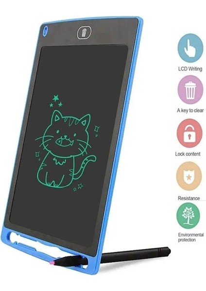 Luxury Dijital Kalemli Çizim Yazı Tahtası Not Yazma Eğitim Tableti Writing Tablet 8,5 Inç Mavi 1 Adet
