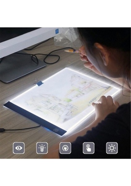 Luxury A4 LED Ultra Ince Animasyon, Çizgi Film, Portre, Dövme Grafik Çizim Tableti 1 Adet