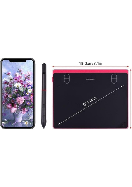 Luxury AP604 Kırmızı 6x4" 8192 Seviye Basınç Çizim Grafik Tablet 1 Adet