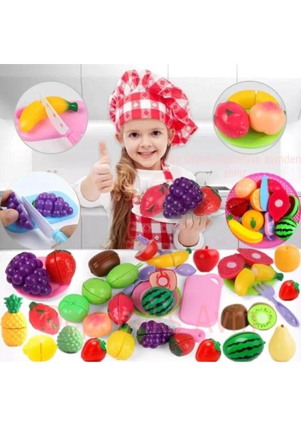 Luxury Oyuncak Sebze Meyve Kesme Oyunu 36 Parça Xxl Set Evcilik Oyuncakları Kız Çocuk Oyuncak 1 Adet