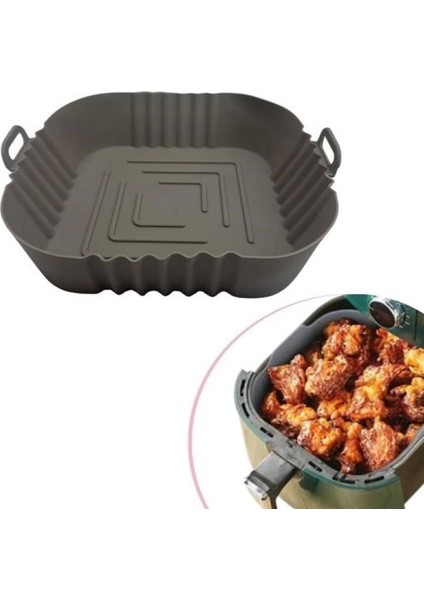 Renkli Isıya Dayanıklı Yıkanılabilir Silikon Fırın Airfryer Kare Model Pişirme Matı 20 cm