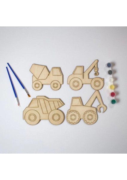 Luxury Ahşap Iş Makineleri Boyama Oyunu Eğitici Montessori Çocuk Gelişimi 1 Adet