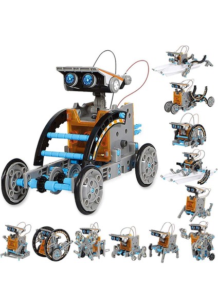 Luxury Solar Robot 13-In-1 Eğitici Bilim Kiti Güneş Enerjisiyle Çalışan Kendin Yap Robot Bilim Kiti 1 Adet