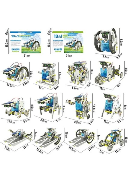 Luxury Solar Robot 13-In-1 Eğitici Bilim Kiti Güneş Enerjisiyle Çalışan Kendin Yap Robot Bilim Kiti 1 Adet