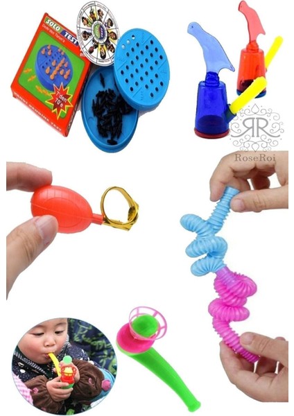 Luxury Oyuncak Beşli Set Nostalji Top Üfleme Oyunu Solo Test Su Yüzüğü Sulu Kanarya Düdük Popit Boru 1 Adet