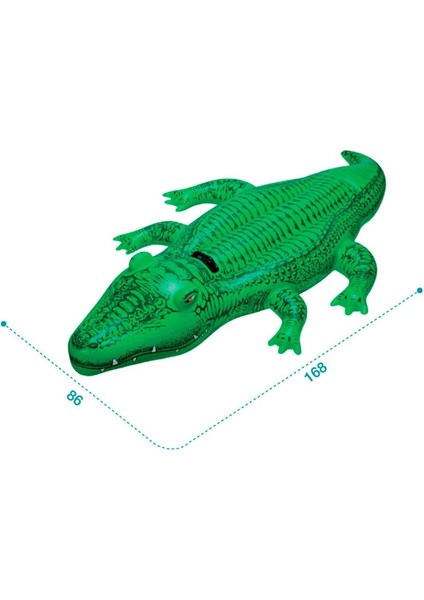 Luxury Timsah Binici - Çocuk Şişme Timsah - Deniz Binici Timsah - Havuz Binici Timsah Crocodile 168X86 Cm. 1 Adet