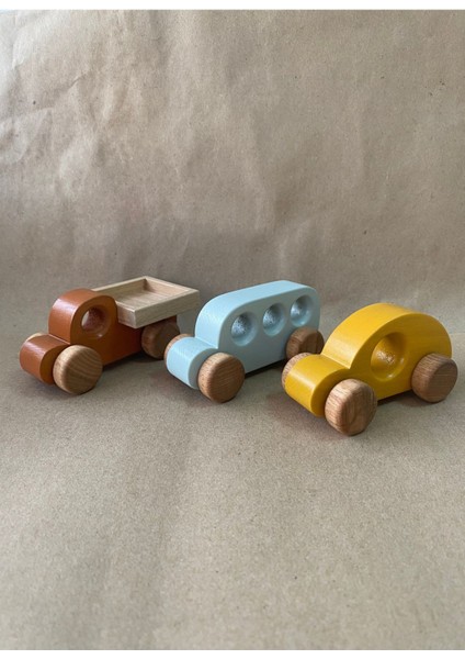 Luxury Montessori Ahşap Ev ve Araba Seti - 6'lı Eğitici Oyuncak Set 1 Adet
