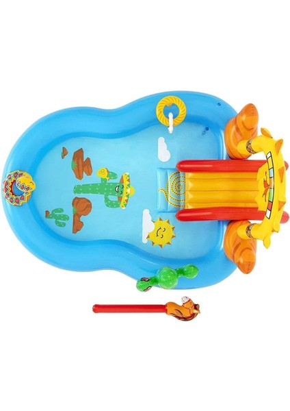 Luxury Unisex Mega Boy Kaydıraklı Fıskiyeli Vahşi Batı Su Oyun Parkı Şişme Bebek Çocuk Havuzu 264X188X140 1 Adet