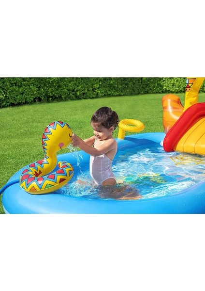 Luxury Unisex Mega Boy Kaydıraklı Fıskiyeli Vahşi Batı Su Oyun Parkı Şişme Bebek Çocuk Havuzu 264X188X140 1 Adet