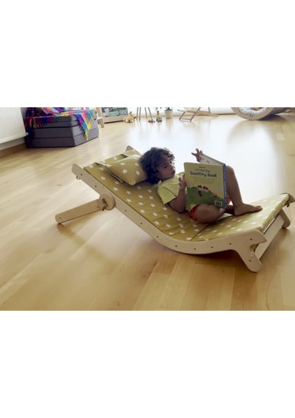 Luxury Montessori Çocuk Şezlongu | ahşap Uzanma Sandalyesi | çocuklar Için Plaj ve Bahçe Şezlongu 1 Adet