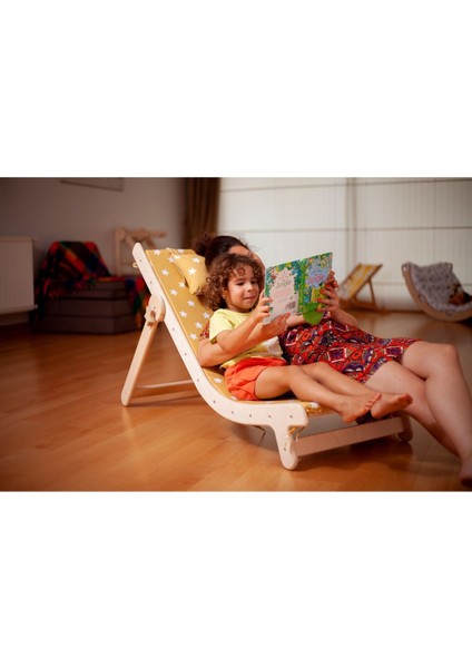 Luxury Montessori Çocuk Şezlongu | ahşap Uzanma Sandalyesi | çocuklar Için Plaj ve Bahçe Şezlongu 1 Adet