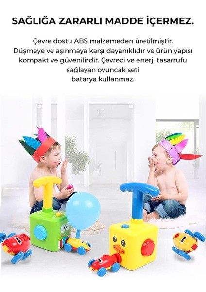 Luxury Balon Power Uçan Astronot ve Havalı Manuel Pompalı Balon Araba Eğitici Ördek Oyuncak Seti 3 1 Adet