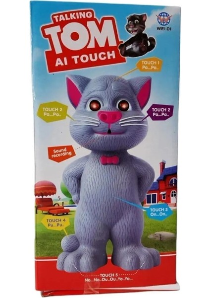Luxury Konuşan Kedi Tom Ses Kaydeden Işıklı Müzikli Oyuncak 23 cm Talking Tom Cat 1 Adet