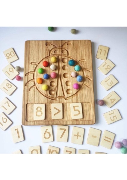 Luxury Montessori Matematik Uğur Böceği Matematik Tahtası 1-20 Sayı Kartları Seti, Çocuklar Için 1 Adet modelleri