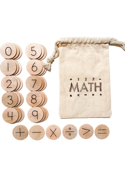 Luxury Ahşap Matematik Diskleri Eğitici Matematik Oyunu Sayılarla Öğrenme Montessori Matematik 1 Adet