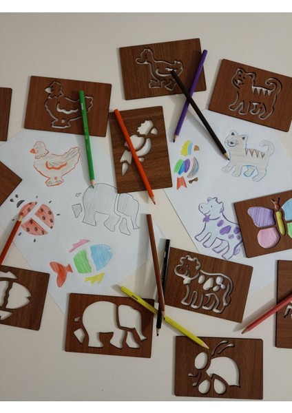 Luxury Hayvanlar Resim Çizim Şablonu, Eğitici Materyaller, Montessori Oyuncaklar 1 Adet modelleri