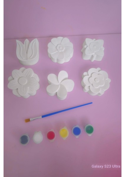 Luxury Eğitici Etkinlik Çiçek Bahçesi Taş Boyama Seti 9 cm 2 Boyutlu 6 Adet Mega Boy 1 Adet
