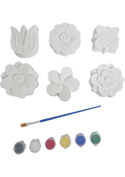 Luxury Eğitici Etkinlik Çiçek Bahçesi Taş Boyama Seti 9 cm 2 Boyutlu 6 Adet Mega Boy 1 Adet