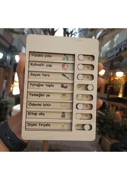 Luxury Ahşap Günlük Rutin ve Sorumluluk Panosu – Çocuklar Için Eğitici Görev Takip Tablosu 1 Adet modelleri