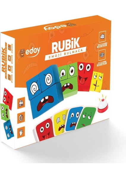 Luxury Montessori Eğitici Rubik Emoji Bulmaca Zeka Kutu Oyunu El Becerisi ve Görsel Zeka Geliştirici Oyun 1 Adet