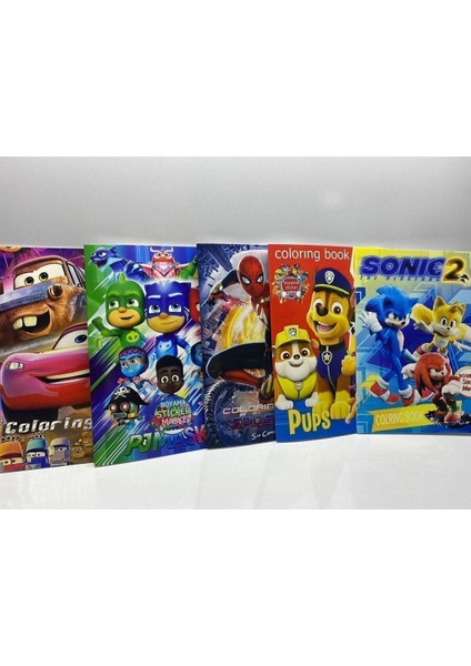 Luxury Boyama Kitabı Pijamaskeliler Paw Patrol Sonic Cars Şimşek Mcqueen Örümcek Adam Boyama Kitap 5’li Set 1 Adet fiyatları