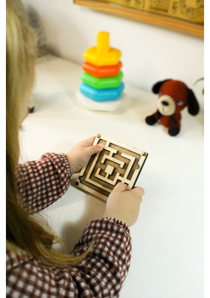 Luxury Ahşap Labirent Oyunu - Montessori Eğitici Doğal Ahşap Oyuncak - Zeka ve Denge Oyunu - No: 3 1 Adet