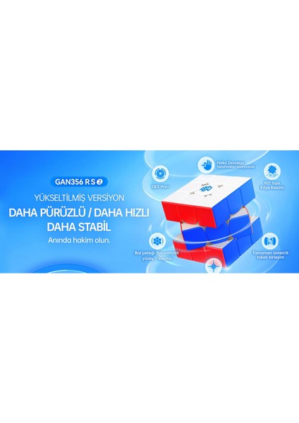Luxury 356 Rs2 3x3 Rubik Küp Zeka Küpü (Etiketsiz) Gan 356RS Yükseltilmiş Sürüm Türkiye Resmi Satıcısı 1 Adet