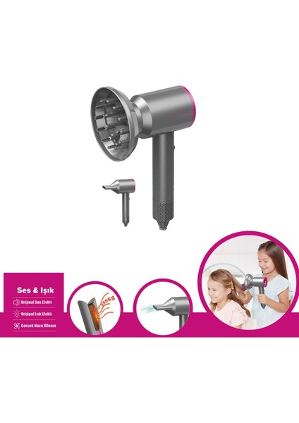 Luxury HUA-1019 Sesli ve Işıklı 2ın1 Lüks Saç Şekillendirici Set -Vardem Oyuncak 1 Adet