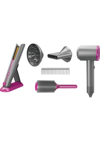 Luxury HUA-1019 Sesli ve Işıklı 2ın1 Lüks Saç Şekillendirici Set -Vardem Oyuncak 1 Adet