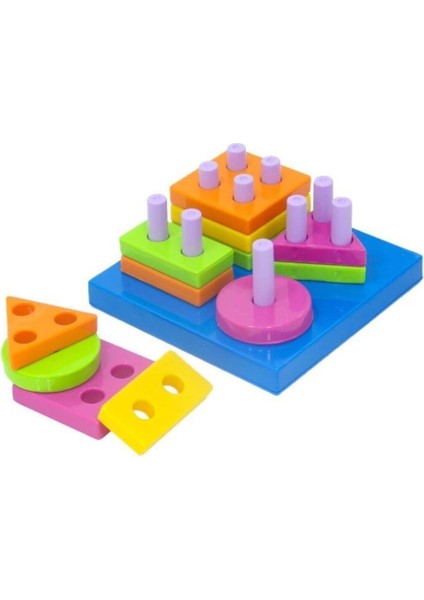 Luxury Sevimli Kule + Geometrik Şekiller Bulmaca + Bul Tak Puzzle Eğitici Zeka Geliştirici Set 1 Adet
