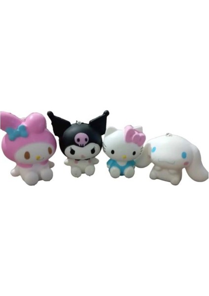 Luxury Hello Kitty ve Arkadaşları Squishy Moedelleri 4'lü Set My Melody, Kuromi, Cinnamoroll Sukuşi 1 Adet