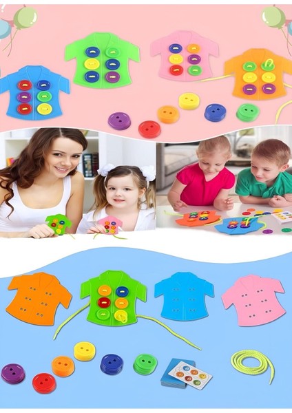 Luxury Kıyafet Giydirme Oyunu Gömleğe Düğme Dikme Ince Motor Beceri Montessori Eğitici Oyuncak 1 Adet fırsatları