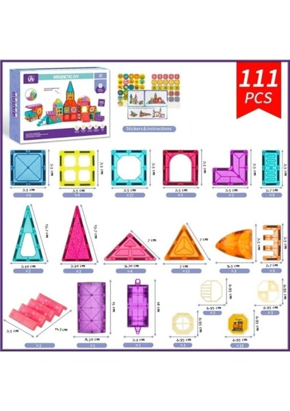 Luxury Magnetic Diy 111 Parça Mega Blok Oyun Seti 1 Adet indirimleri