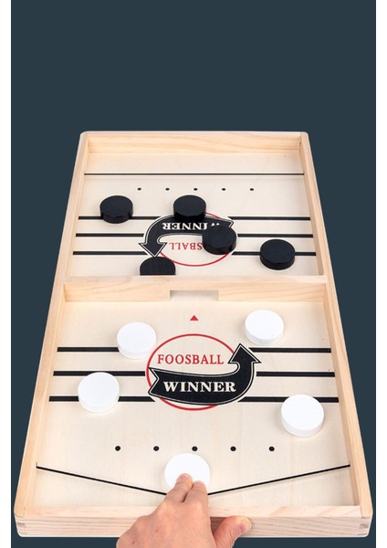 Luxury Foosball Kazanan Oyunları Lastik Fırlatmalı Futbol Şut ve Gol Oyunu (Doğal Ahşap) 1 Adet