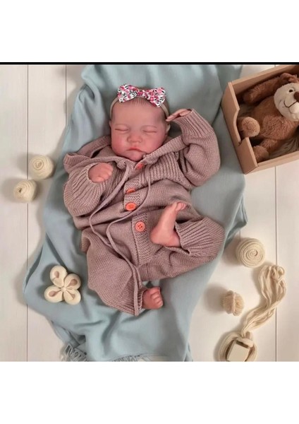 Luxury 49 cm Silikon Reborn Gerçekçi Bebek Uykucu Vinil Bebek 1 Adet