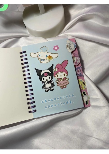 Luxury Sanrıo Karakterli Kuromi Sticker Defter Seti Renkli Kağıtlar Planlayıcı ve Kawaii Çıkartmaları 1 Adet