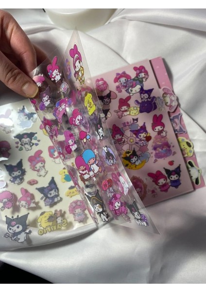 Luxury Sanrıo Karakterli Kuromi Sticker Defter Seti Renkli Kağıtlar Planlayıcı ve Kawaii Çıkartmaları 1 Adet
