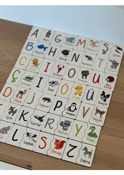 Luxury Puzzle Harf Hayvan Eşleme Kartı, Eğitici Oyuncak, Montessori Eğitim Oyuncak, Motor Zeka Oyuncak 1 Adet
