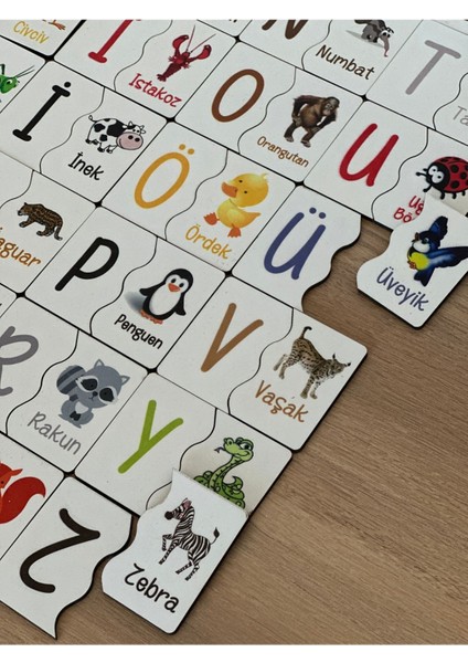 Luxury Puzzle Harf Hayvan Eşleme Kartı, Eğitici Oyuncak, Montessori Eğitim Oyuncak, Motor Zeka Oyuncak 1 Adet