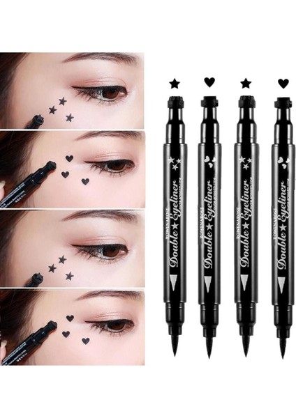 Luxury 4lü Çift Taraflı Yıldız ve Kalp Desenli Kalem Eyeliner 1 Adet