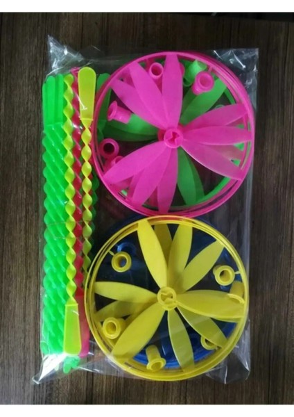 Luxury 10 Adet Büyük Boy Nostaljik Oyuncak Uçan Daire - Ufo Pervane - Fırıldak Florasan Renkli 1 Adet