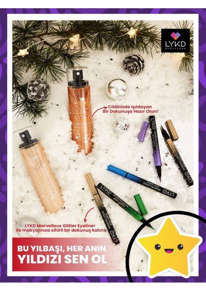 Harikulade Simli Eyeliner Göz Kalemi (Ultra İnce Uç)-706 Yeşil Kutlama 1 Adet