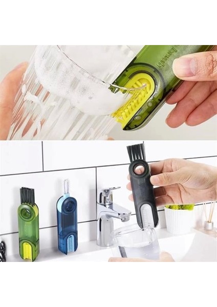 3 Fonksiyonlu Pratik Şişe Temizleme Fırçası Mutfak Banyo Araç İçin Çok Amaçlı Fırça