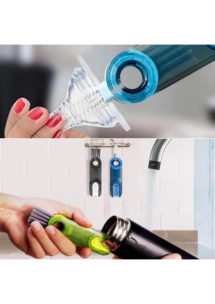 3 Fonksiyonlu Pratik Şişe Temizleme Fırçası Mutfak Banyo Araç İçin Çok Amaçlı Fırça