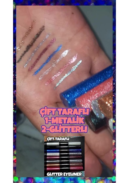 Luxury Glitter Simli Eyeliner Çift Taraflı Waterproof Hediyeli 1 Adet