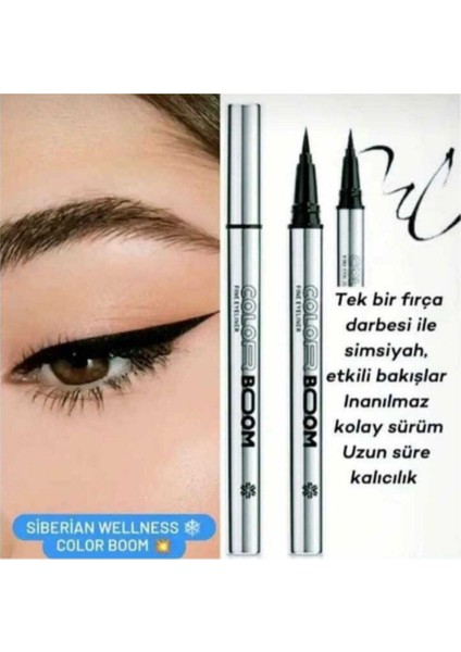 Luxury Siberian Wellness Fine Eyeliner 01 Black Color Boom-Muhteşem Siyahlıkta Akmayan Eyeliner 1 Adet
