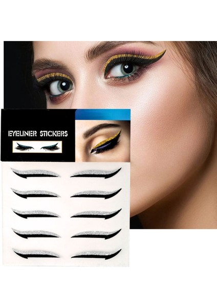 Luxury Kendinden Yapışkanlı Sticker Glitter Eyeliner 5 Çift 1 Adet
