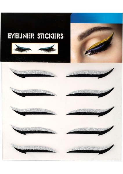 Luxury Kendinden Yapışkanlı Sticker Glitter Eyeliner 5 Çift 1 Adet