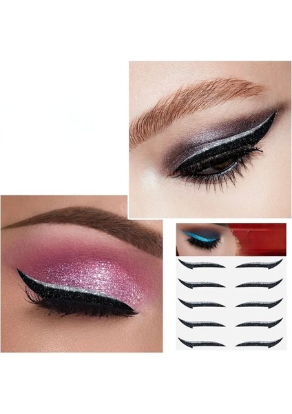 Luxury Kendinden Yapışkanlı Sticker Glitter Eyeliner 5 Çift 1 Adet